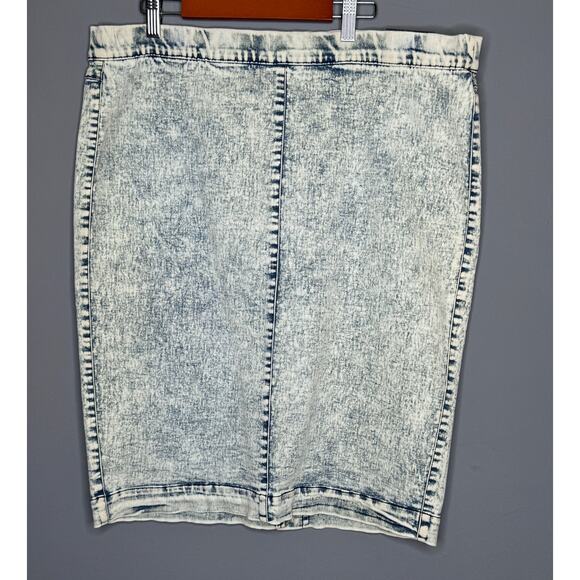 NWT One 5 One Acid Wash Denim 90s Jean Skirt Women's Blue Retro Elastic Waist - Picture 1 of 4